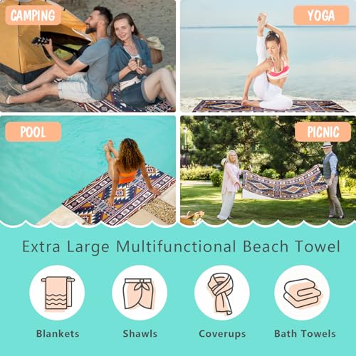Southwestern Beach Towel Extra Large 36x72 Inches Aztec Microfiber Microfiber Towels - Aztec-8