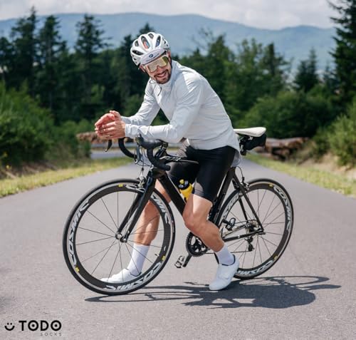 TODO Cycling Socks Men Women Breathable Bike Socks - Medium - White