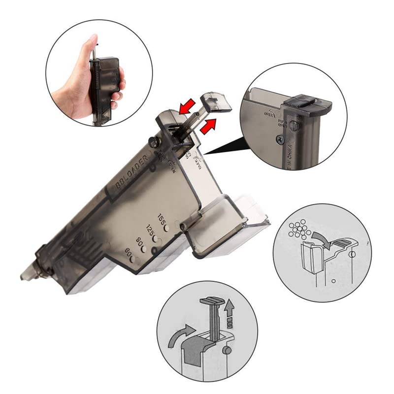 2 Pcs Airsoft Speed Loader Fast Load 6mm BB Pellet Speed Loader Airsoft for BB Loader (2 Pcs 90+150 Rounds)