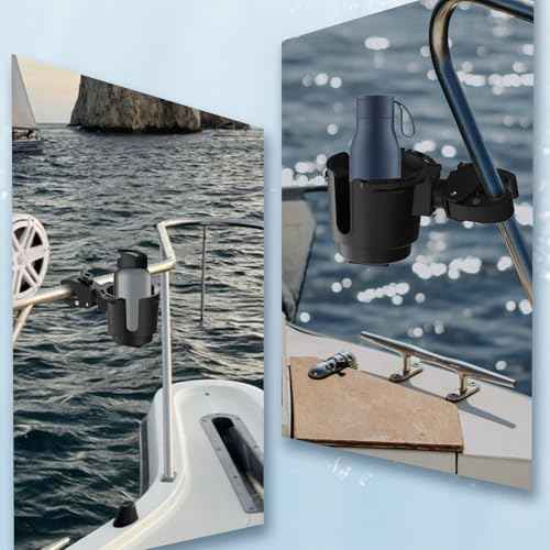 Universal Boats Cup Holder ? Fits 0.78" to 1.57" Tubes Drinks Holders, Compatible with Marine, Strollers, Bikes & Wheelchairs?Non-Slip Composite Material, No Drilling Required.