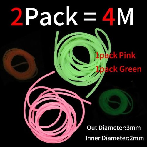drain hose For Fishing Glowing Rubber Tubbing Rig Making Glow Tube Fishing Accessories Green Pink 3mm Soft Luminous Silicone Tube 2 meter pack water pump (Color : 2 packs mix)