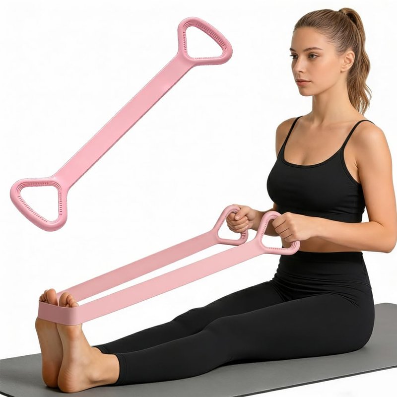 Figure 8 Resistance Bands with Handles, Silicone Exercise Bands for Women & Men, 20 lb Tension Rope for Arm Workout Equipment, Stretching Bands for Yoga (1, Pink)