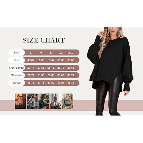 BWQ Womens Oversized Sweatshirt Crewneck Long Sleeve Shirts Pullover Sweatshirts S-2XL