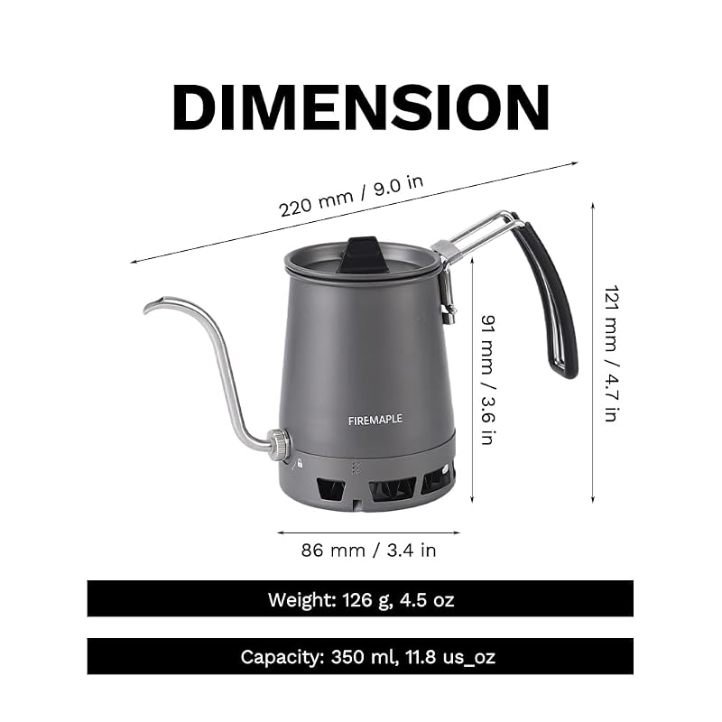 Fire-Maple Petrel 350ml Gooseneck Pour-Over Kettle - Ultralight Aluminum