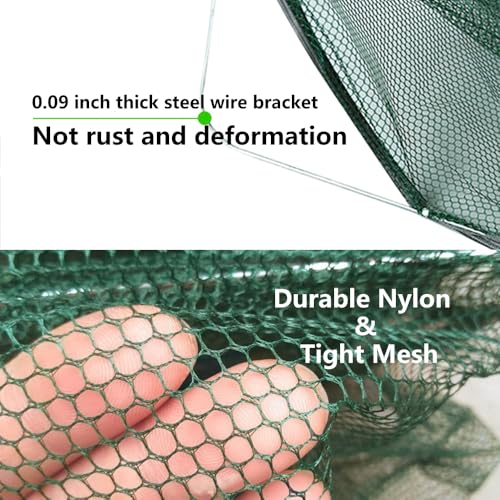 Foldable Fish Trap with 6 Holes for Crawfish Crabs Minnows - Portable Bait Net