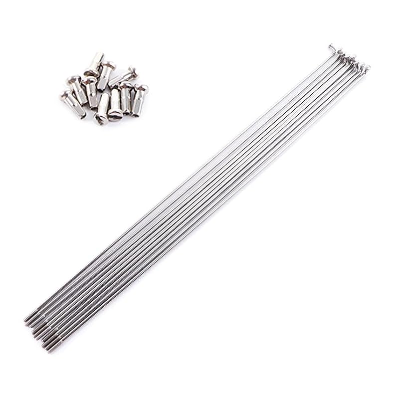 Vctitil 10 Pcs Bicycle Spokes with Nipples 245-305mm Stainless Steel 14G for MTB/Road Wheels