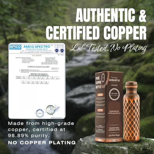 Pure Copper Water Bottle 34 Oz - Ayurvedic Drinking Water Container