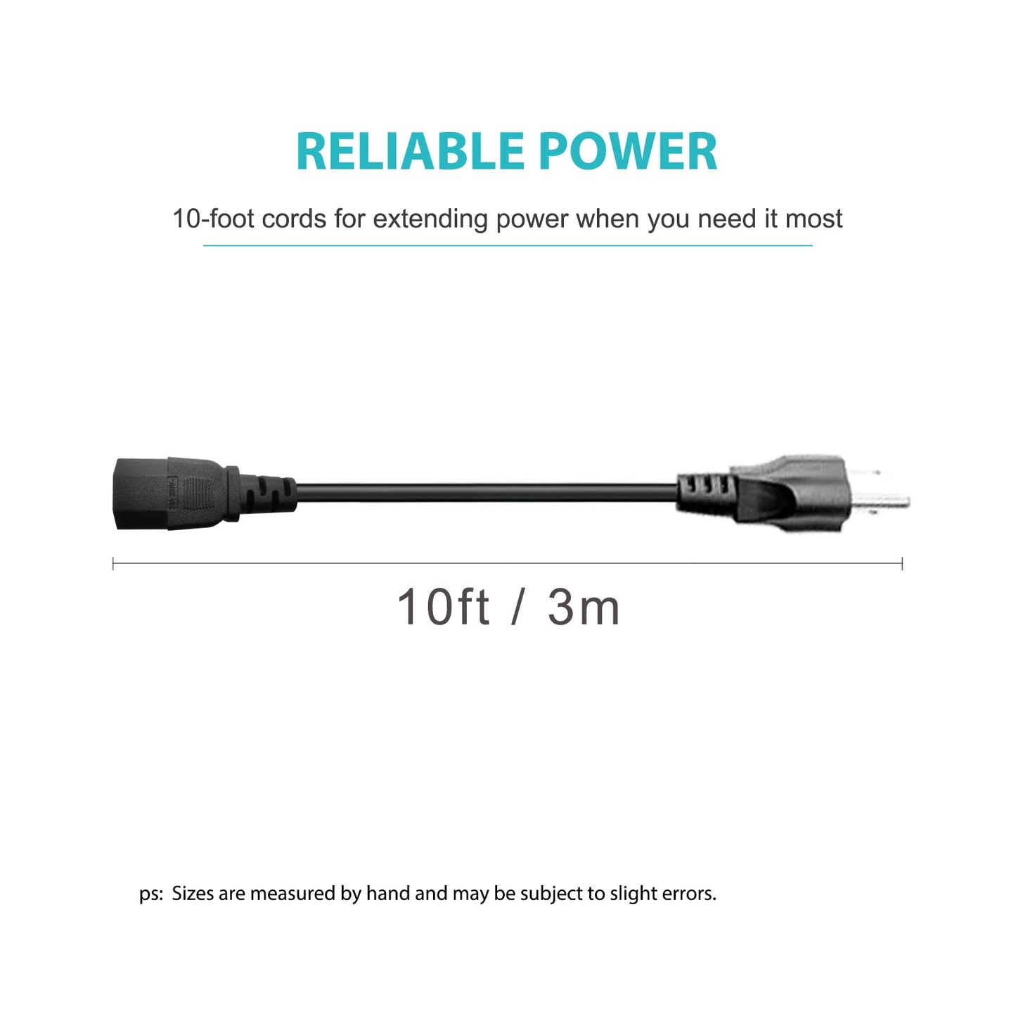 10Ft 3 Prong AC Power Cord TV Universal Treadmills Cable for Computer Monitor, Horizon Fitness Treadmills, Superfit, BowFlex, Sole E35 E55 F63 F80,Goplus, Walking Pad Treadmill Charger Replacement