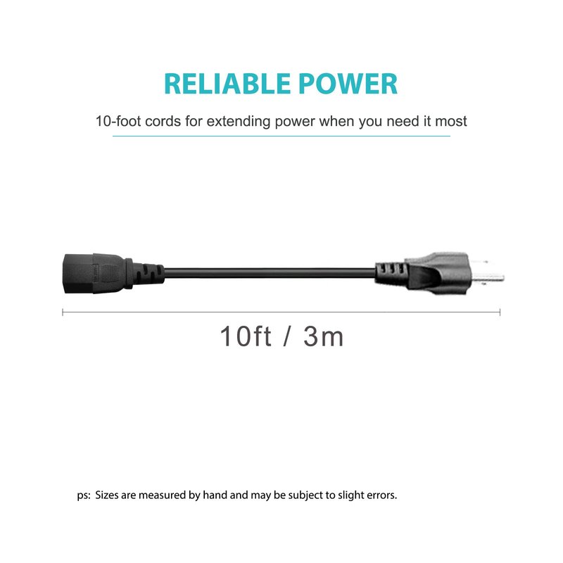 10Ft 3 Prong AC Power Cord TV Universal Treadmills Cable for Computer Monitor, Horizon Fitness Treadmills, Superfit, BowFlex, Sole E35 E55 F63 F80,Goplus, Walking Pad Treadmill Charger Replacement