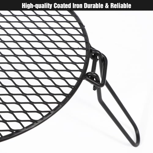 REDCAMP Folding Campfire Grill Top for Solo Stove Bonfire - Iron, 18 Inch