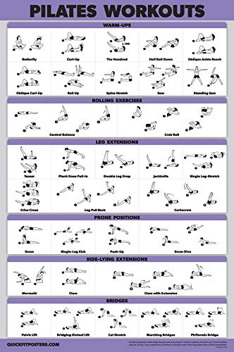 3 Pack: Bodyweight Workout Posters Volume 1 & 2 + Pilates Exercise Poster Set - Set of 3 Workout Charts (LAMINATED, 18" x 24")