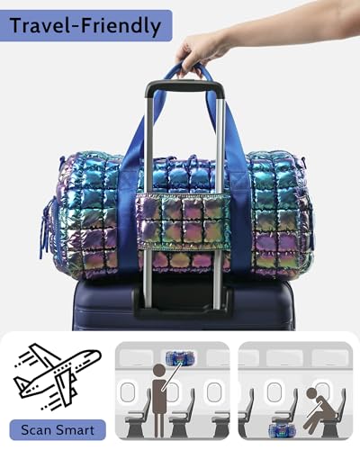 Nebula Quilted Duffel Bag for Women, Lightweight Travel & Gym Bag with Shoe Compartment