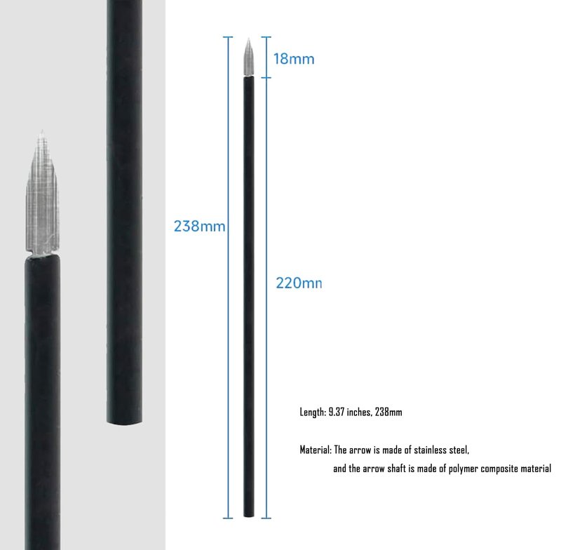 20pcs Arrow Length 9.37 inch Metal Arrow and Polymer Material Arrow Body Composition Mini Composite Bow and Arrow Exclusive