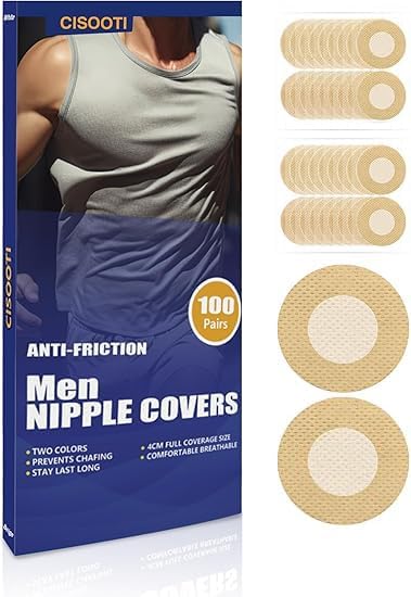 100 Pairs(200 Pieces) Men's Nipple Cover, Hide Nipple Tape, Anti-Chafing Nipple Covers for Sport and Daily Wear