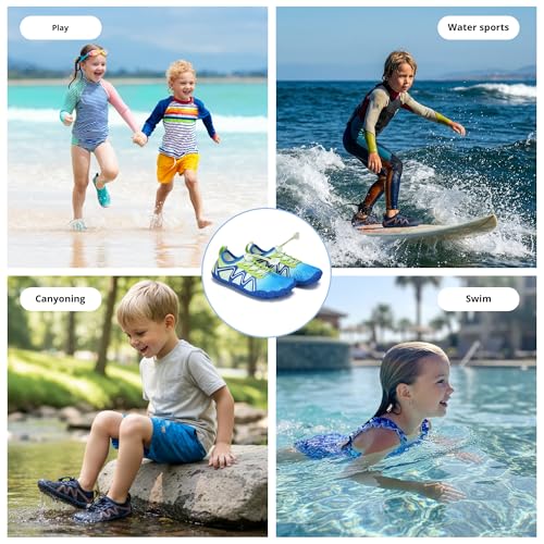 Stelle Kids Water Shoes - Quick Dry Barefoot with Drawstring - 13 Little Kid / Lume Lagoon