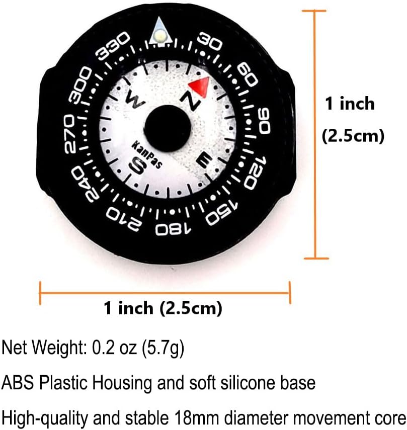 KanPas Mini Button Map Compass with Turnable Bezel for Watchband Every Day Carry