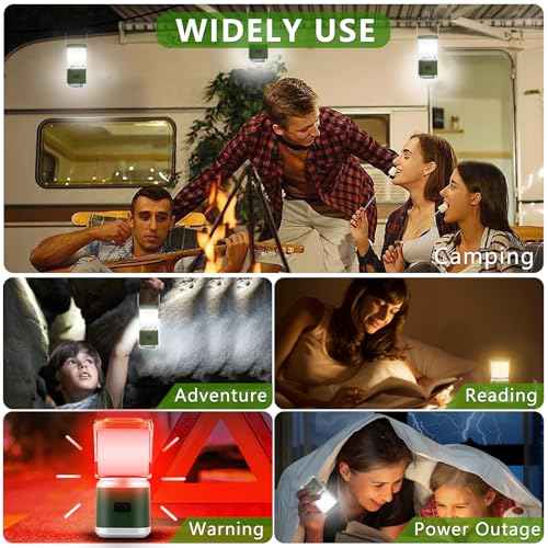 Portable Camping Lantern Rechargeable -4inch, 2000LM LED Camping Lights Lantern with Redlight&20Hours Runtime& Stepless Dimming, Hurricane Emergency Lights for Power Outages, Waterproof Camping Lamp