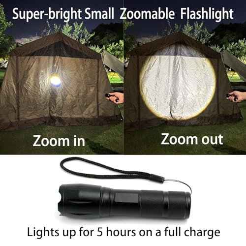 2 Pack LED Rechargeable Red Flashlight, LED Small 395 NM Black Flashlight with Memory Function, Super Bright Zoomable Red Light Black Lights Flashlights with USB C Charging for Camping Hiking Home