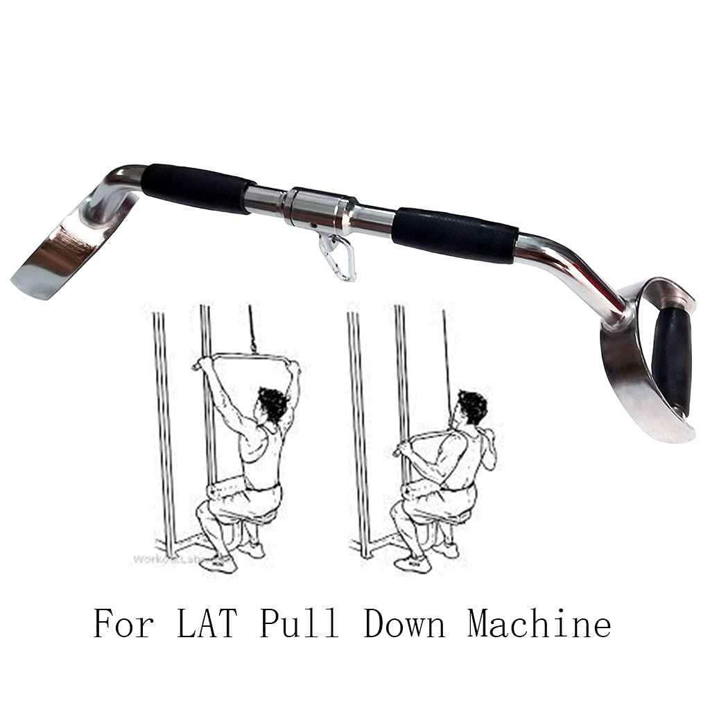 Rivotrance Strength-Enhancing Wide Grip LAT Pull Down Bar, Curl Pulldown Attachment - Gym Equipment with Rubber Handles for Comfortable Strength Workouts, Ideal Lat Bar Cable Machine Attachment (Wide Grip Mutil)