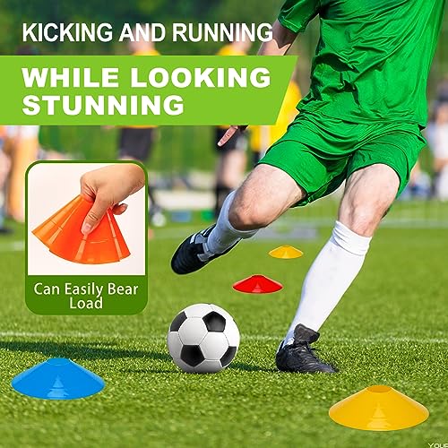 Multi-Color Agility Soccer Cones Set of 50 with Carry Bag for Training Indoor Outdoor
