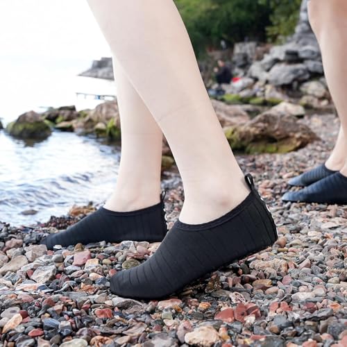 1 Pair Unisex Quick-Dry Aqua Socks - Barefoot Water Shoes with Anti-Slip Sole for Beach/Yoga/Surfing, Lightweight Swim Shoes (Reef/Boating/Pool Use)