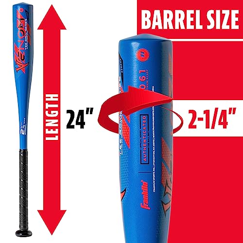 Kids Venom Aluminum Tee Ball Bat - Blue 24 Inch 13 Oz, USA Certified
