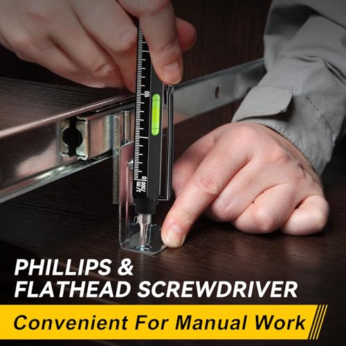 11-in-1 Multitool Pen Set with LED Light, Flathead & Phillips Screwdrivers, Level, Ruler, Bottle Opener, and Stylus, Christmas Stocking Stuffers for Men Adults, Gifts for Him, Husband, Black