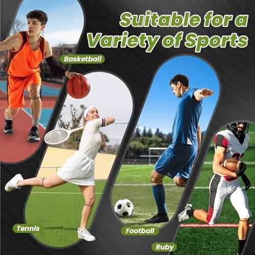 4PCS Patellar Tendon Knee Strap Knee Band for Knee Pain Relief Patella Band for Basketball Running Sports Breathable Patellar Tendon Support Strap (Black + White)