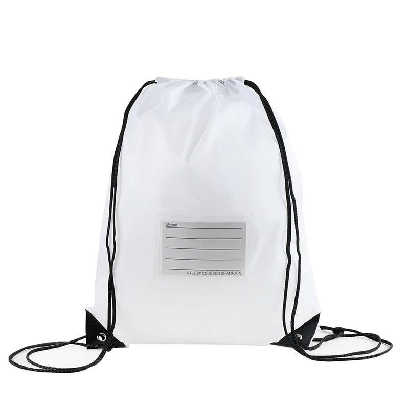 CODOBON 30 Pack Drawstring Bags,Bulk Draw String Backpack, Gym Sports Cinch Bag Sackpack for Women Men, White