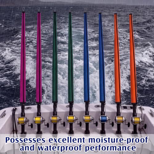 Neoprene Fishing Rod Sleeves 8 Pack - 58 Inch, Solid Color, Protective Pole Covers