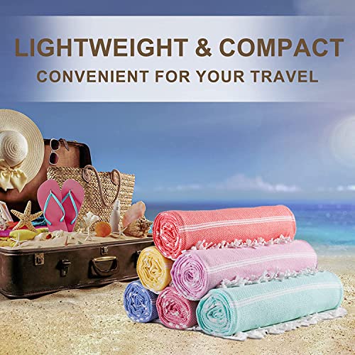4 Packs Turkish Beach Towel Pool Swim Towels Set Bulk Soft Cotton Extra Large Sand Free Quick Dry Thin Lightweight Travel Vacation Essentials Cruise Accessories Must Haves Clearance Sandless Oversized