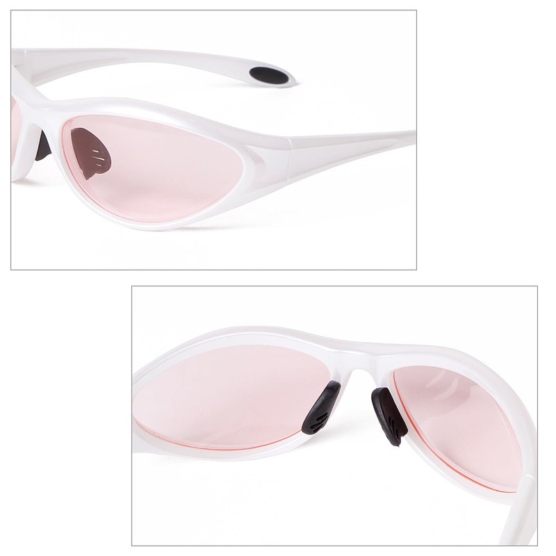 ADE WU Trendy Rave Sunglasses for Women Men Wraparound Lightweight Sporty Sun Glasses for Cycling Running, Pearl White Frame Pink Lense