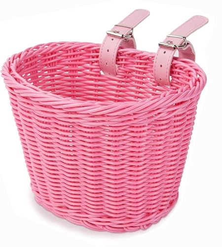 Kids Bike Basket Set with Pink Tassels, Bell & Ribbons - Bicycle Decorations for Boys & Girls