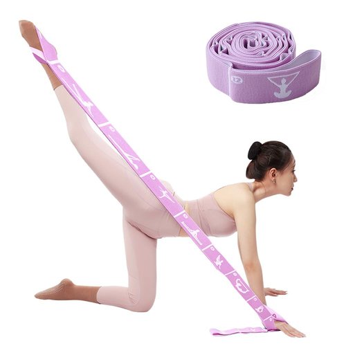 Xensamy Multi-Functional Slimming Resistance Bands Yoga Straps Elastic Stretching Band 12 Loops for Pilates, Latin Training, Dance, Gymnastics, Fitness, Ballet and Physical Therapy (Purple, 12 Grids)