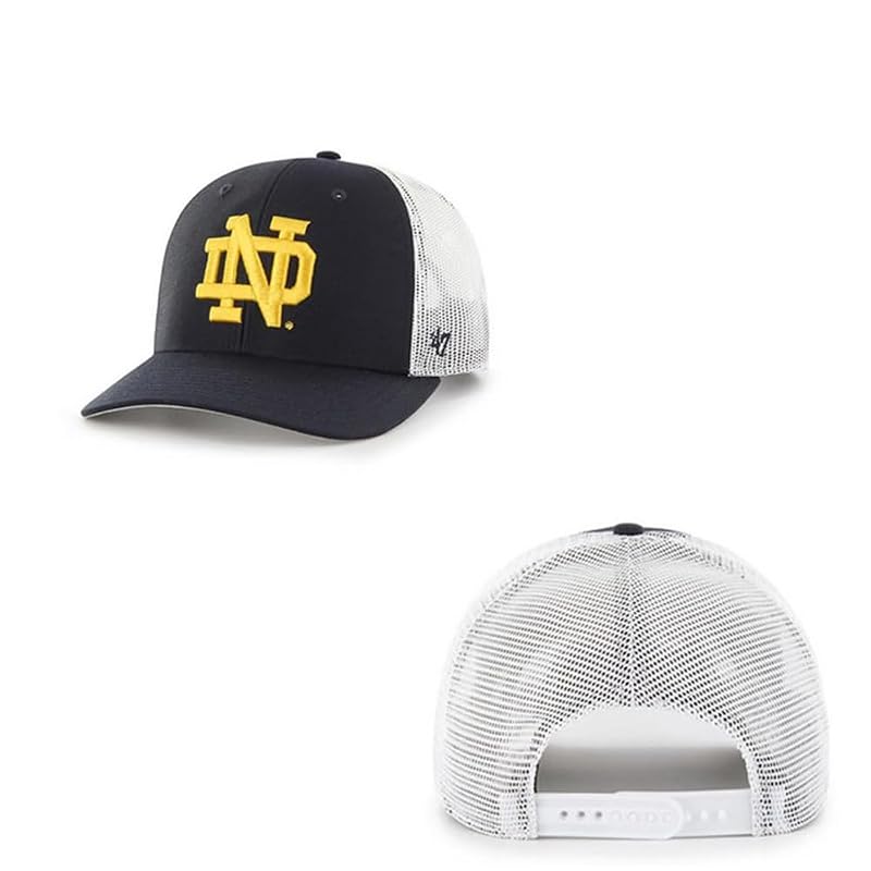 Notre Dame Fighting Irish Navy Trucker Hat - 47 Brand, Adjustable Snapback