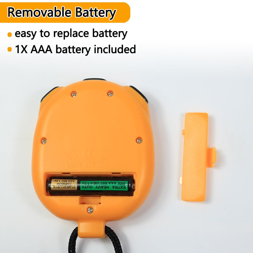 2 Pack Digital Sport Stopwatch Timer for Coaches, ON/Off Countdown Large Display Simple Stop Watch for Sports PE Teacher Coaches Referees, Orange