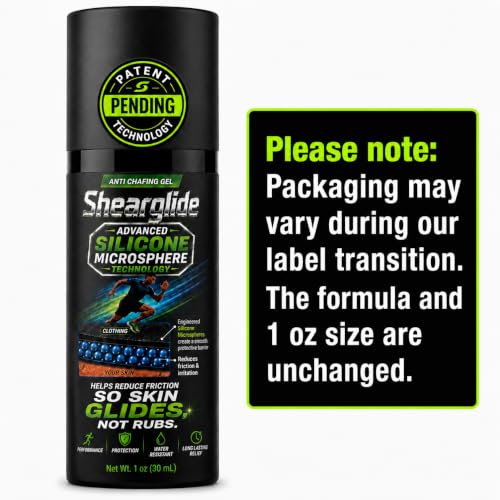 Shearglide Anti-Chafing Gel 1 oz - Gel-to-Powder Friction Relief for Running & Sports