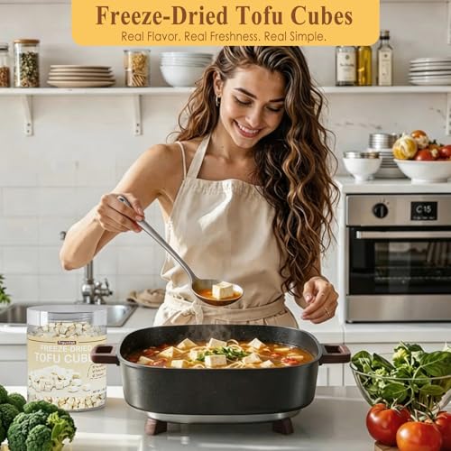 Freeze Dried Tofu Cubes 1.76oz for Soup Stir-Fry Salad Rehydration Pack of 1