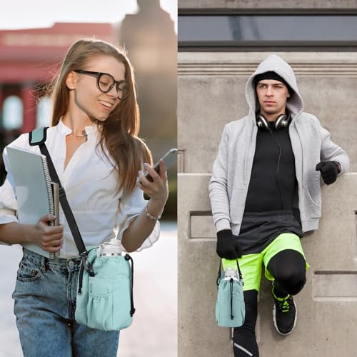 Water Bottle Holder with Strap - Turquoise 32/40oz Insulated Sling Bag for Hiking & Outdoors