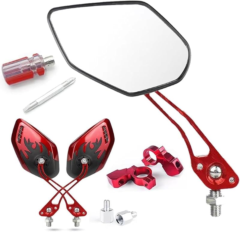Bike Mirrors for Electric Bikes - 2 Pack Handlebar Rearview Mirror, Red