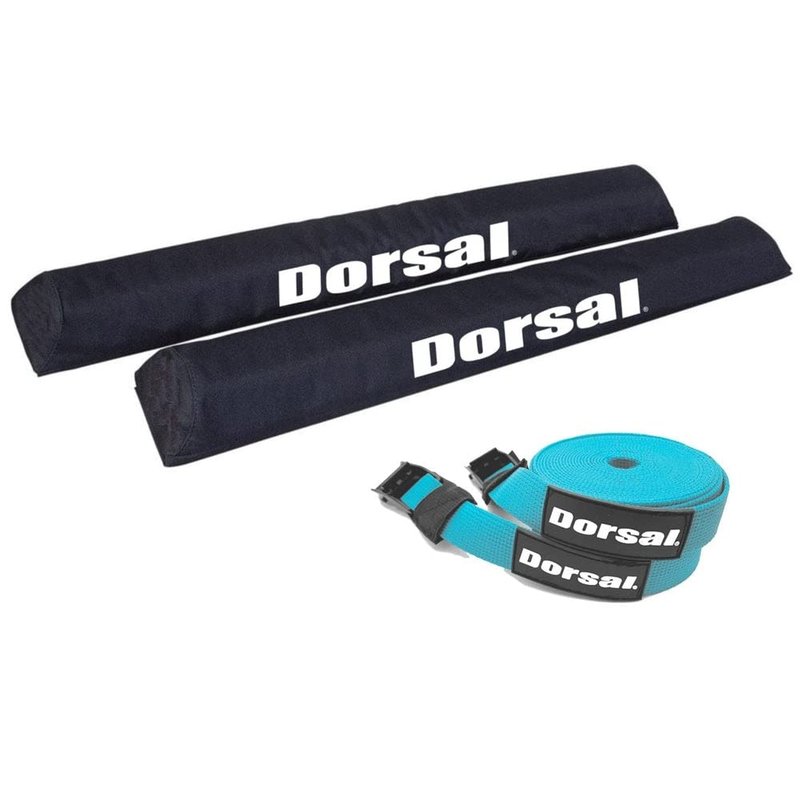 DORSAL Aero Roof Rack Pads with 15 ft Surf Straps - Pack of 4 for Car Surfboard Kayak SUP Long Black Polyester (Sizes: 20, 28, 34 Inches)