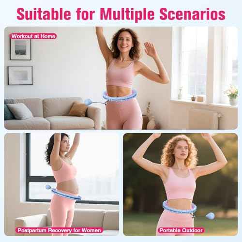 Fit Hoop Weighted Waist Circle, 32 Detachable Parts & 65-Inch Plus-Size Fit, Weight Loss Fitness Gear, Quiet Home Workout Tool