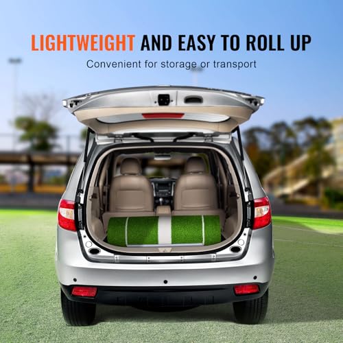 VEVOR 10x3ft Softball/Baseball Pitching Mat with Rubber Mound - Anti-Fade Turf & Anti-Slip Foam Backing, Portable Fastpitch Training Aid for Indoor/Outdoor Practice (Red/Green)