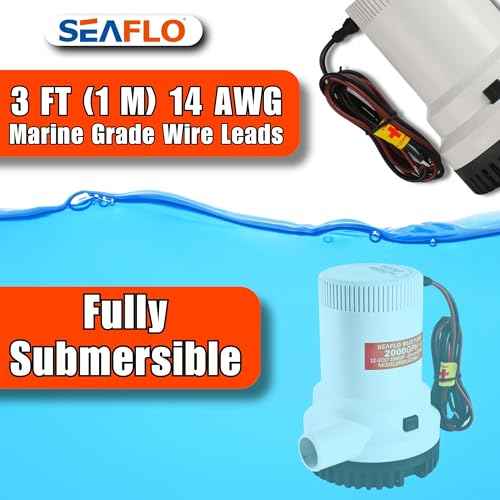 SEAFLO 01 Series 2000 GPH Bilge Pump ? 12V, 1-1/8" Outlet, Marine Submersible Pump with Anti-Airlock Protection, CE & Rohs Certified, 4-Year Warranty | Reliable for Boats and Marine Applications