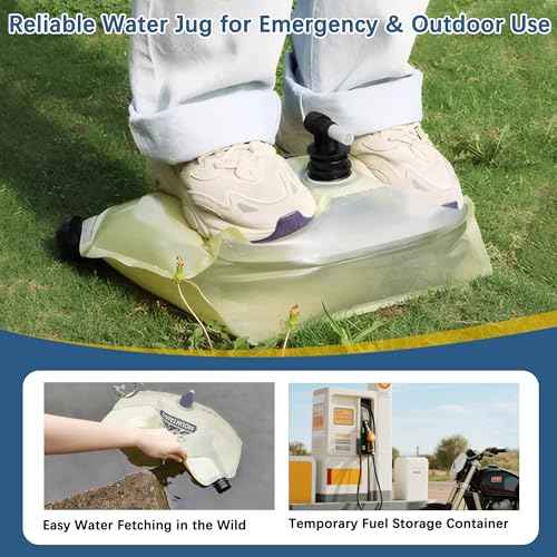 Camping Water Jug 2.1 Gallon Collapsible Water Container Portable Water Bag for Travel Outdoor Hiking BPA Free Lightweight (Beige (2.1Gal), 1)