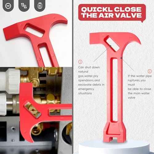 4-in-1 Emergency Tool ? Gas & Water Shut Off Wrench, Non-Sparking Pry Bar, Earthquake Survival Tool ? Firefighter-Designed, for First Responders & Home Safety£¨Red£©