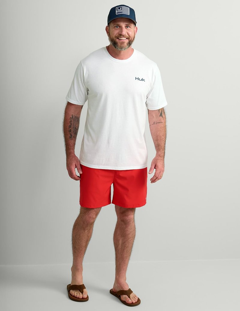 HUK Mens Fishing Graphic Tee, Performance Short Sleeve, Quick-Dry, Salute - White, Large