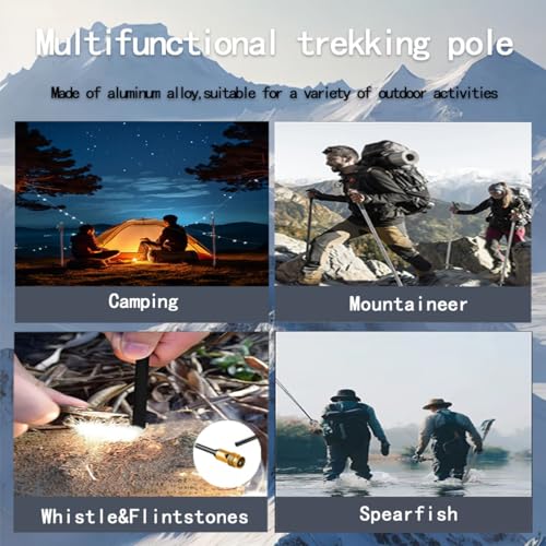 Multifunctional Trekking Pole, Lightweight 6-Section Multifunctional Folding Trekking Pole, Internal Storage Tools, Canvas Storage Bag, Easy to Carry, Suitable for Outdoor Hiking