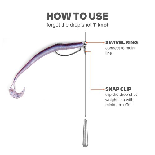 30PCS Swivel Drop Shot Hooks - Quick-Clip Design, Easy Dropshot Rigging for Bass Fishing 2# 1# 1/0 2/0 3/0 4/0