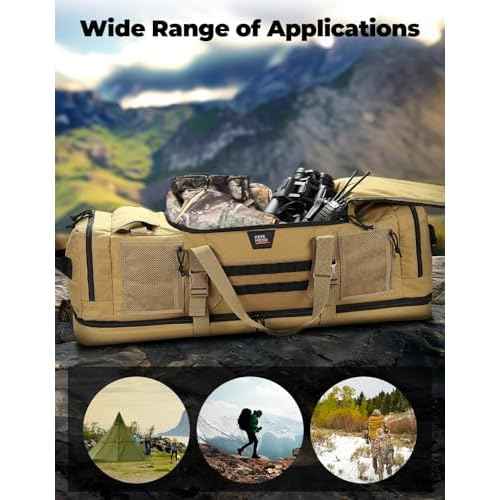 KEMIMOTO Hunting Duffle Bag, 78L large Capacity Travel Gear Bags Tool Range Cases for Long Distance Trips Hiking Hunting Fishing Camping, Multi Pocket Design, Brown Backpackable
